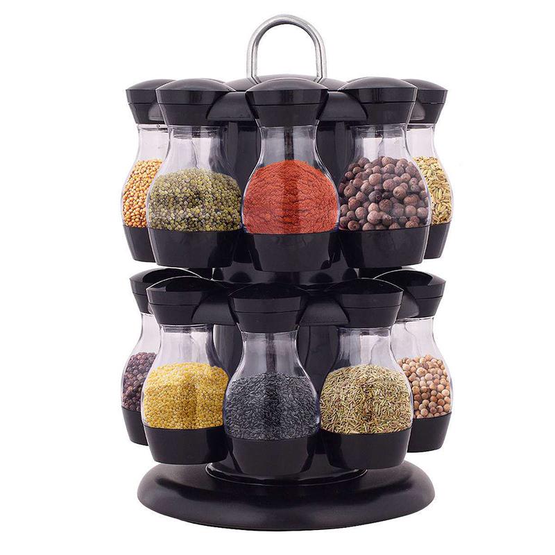 16 Chiếc Xoay Cruet Gia Vị Nêm Gia Vị Bình Bộ Cho Gia Vị Xịt Chai Lọ Gia Vị Muối Lọ Nhà Bếp Giá Đựng Đồ Tổ Chức