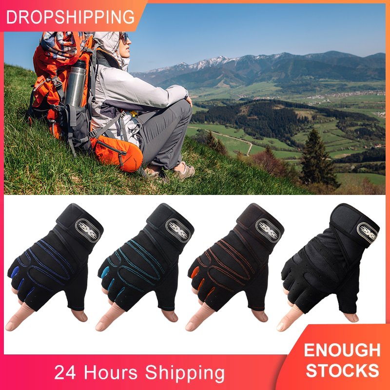 Thể thao Thể hình Găng tay nửa ngón tay Bảo vệ tay Găng tay đi xe đạp không trượt. Color: B Orange Size: M