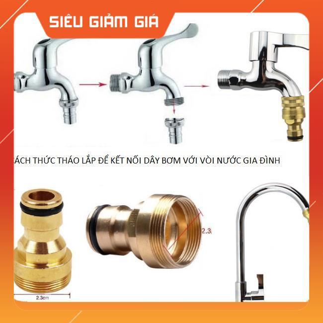 Bộ dây vòi xịt nước rửa xe, tưới cây . tăng áp 3 lần, loại 7m, 10m 206318 đầu đồng,cút,nối nhựa đen+ tặng mở chai