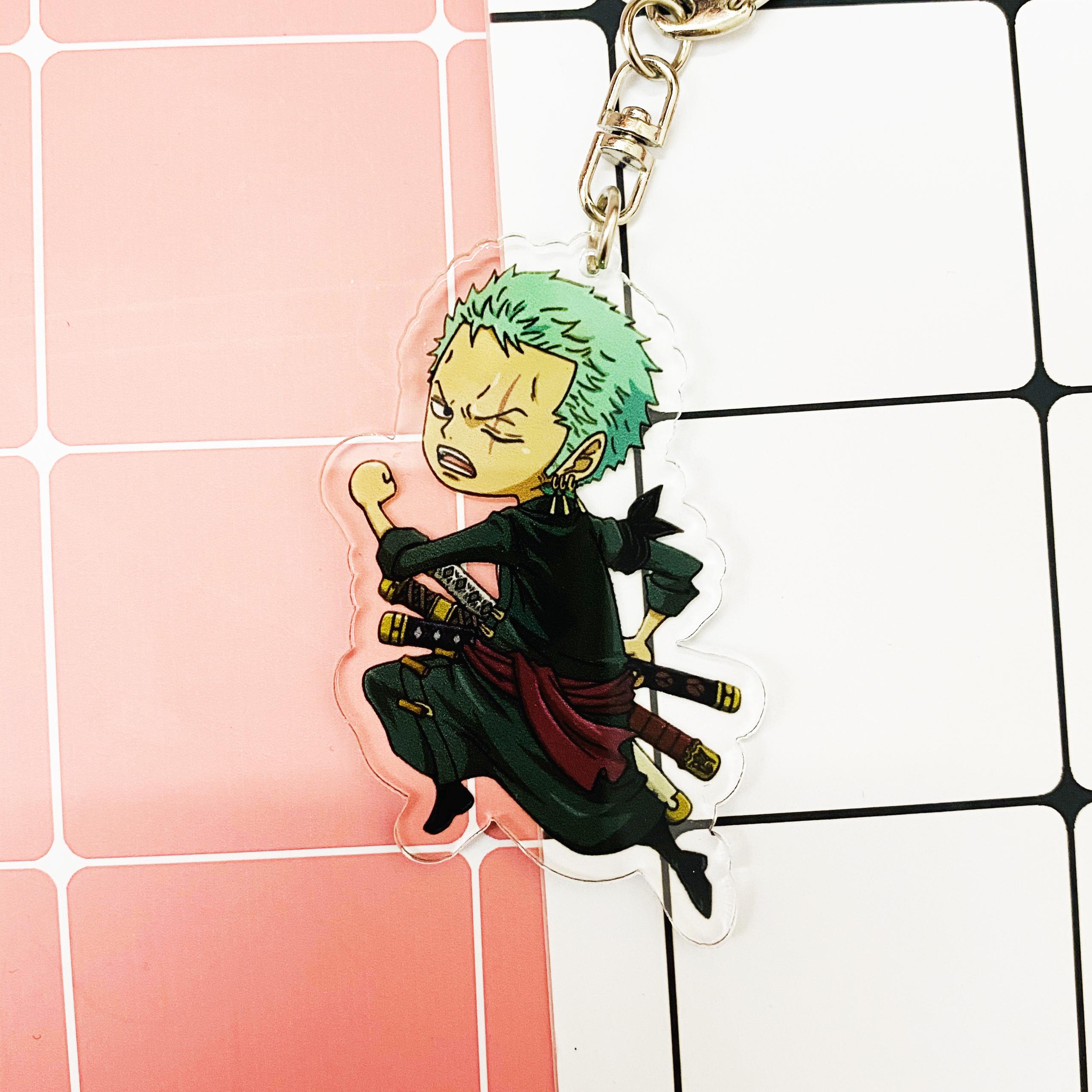 ( Mica trong acrylic ) Móc khóa One Piece Đảo hải tặc Zoro chibi anime tặng ảnh Vcone