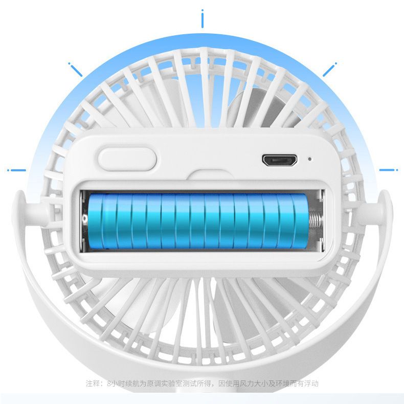 Quạt tích điện mini có chân đế kép, quạt usb để bàn văn phòng xoay 360 độ (tặng kèm 1 pin dự phòng)