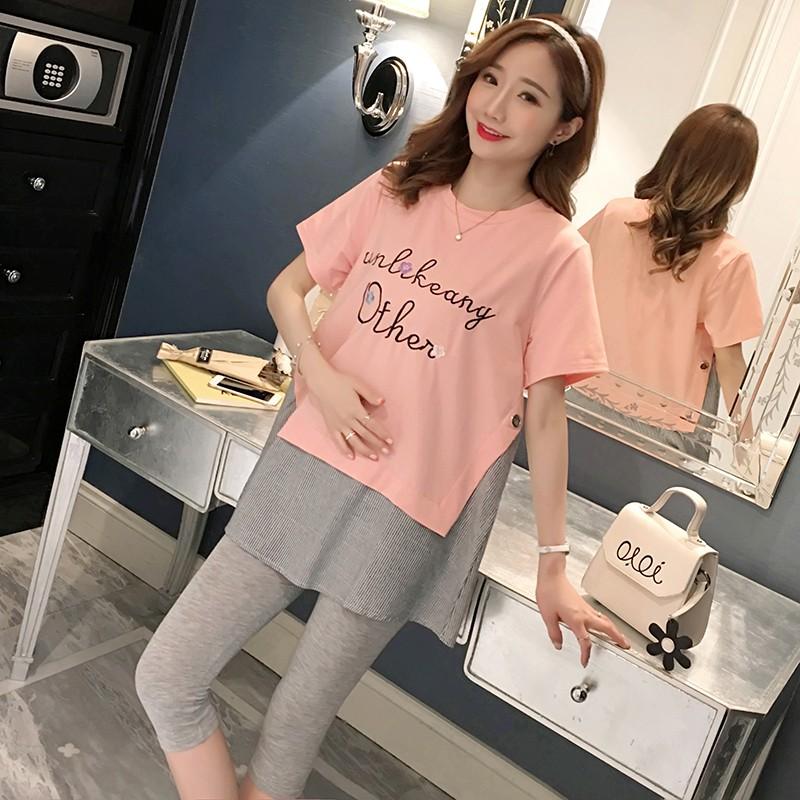 Áo bầu đẹp AB01 dáng suông chất cotton cộc tay,Áo bầu thiết kế mùa hè 2021 maternity T-shirt