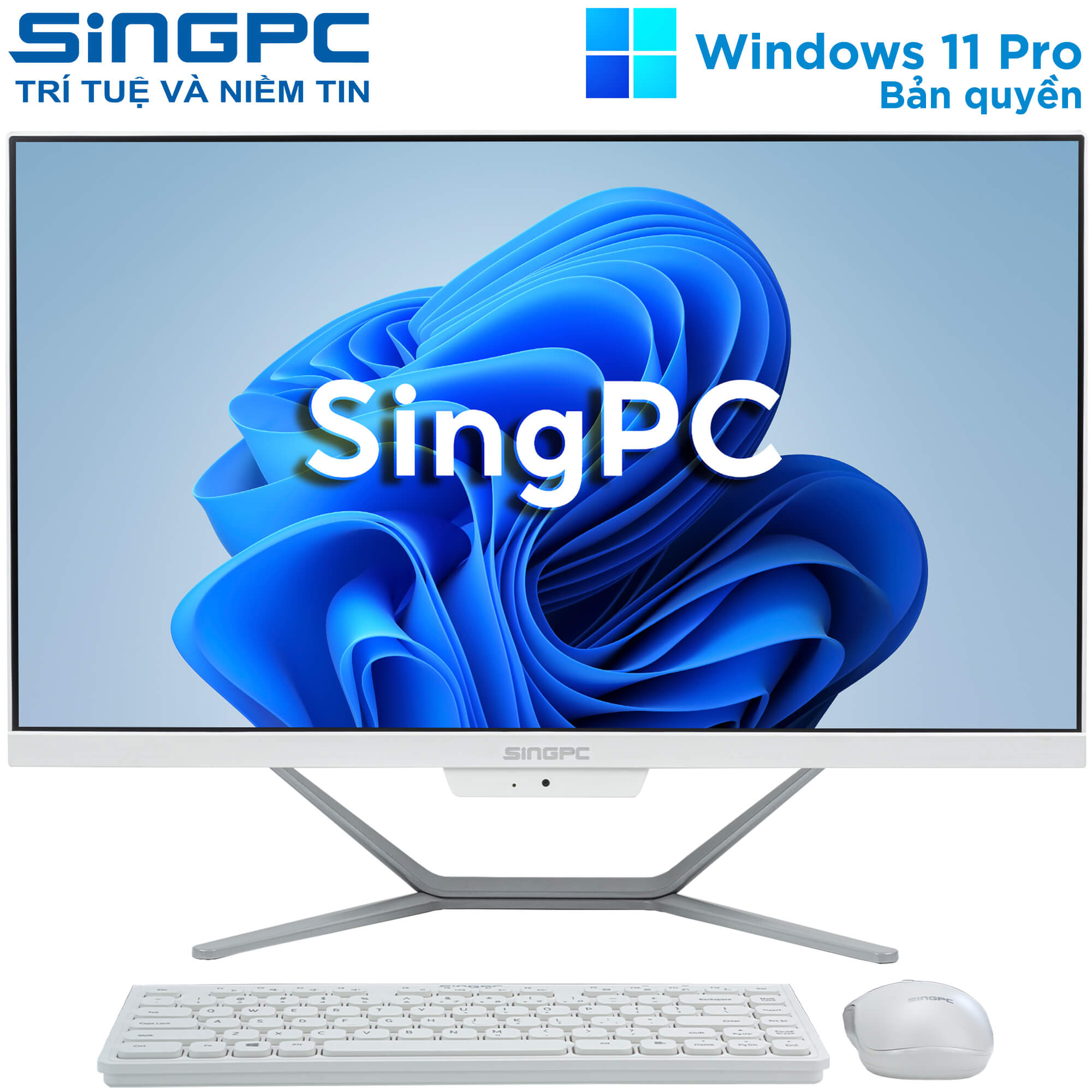 Máy tính All In One SingPC M24Ki382-W (Core i3-10100, 8GB, SSD 256GB, 23.8&quot;- FullHD/ Wifi/Bluetooth/Camera/Loa/Win10Pro) - Hàng chính hãng