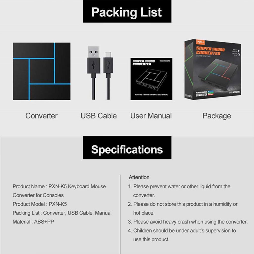 NEW Keyboard and Mouse Adapter for Nintendo Switch/Xbox/PS4/PS3 Game Converter
