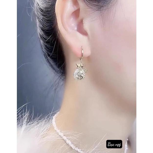Bông tai túi tài lộc, Hoa tai Bạc đẹp ️ Siêu Hot ️ - Bạc Npj