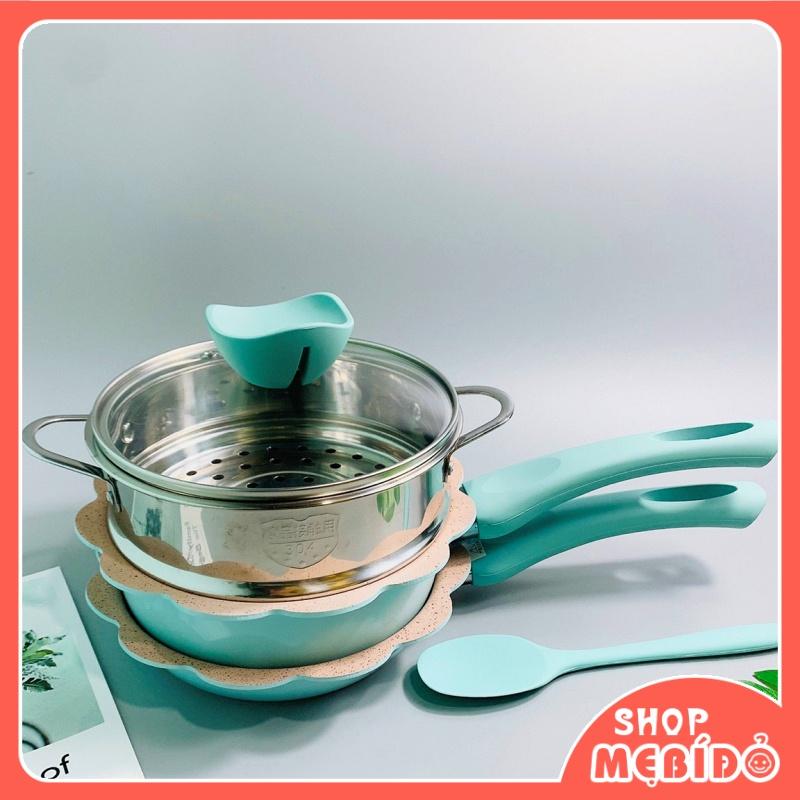 Bộ Nồi Chảo Kèm Hấp Chế Biến Ăn Dặm Cho Bé Cao Cấp