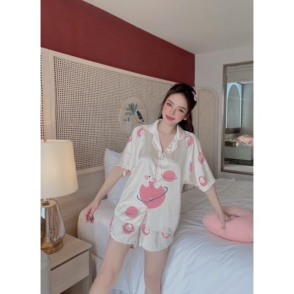 Bộ ngủ cộc tay nữ️ Bộ ngủ lụa nữ hàng loại 1