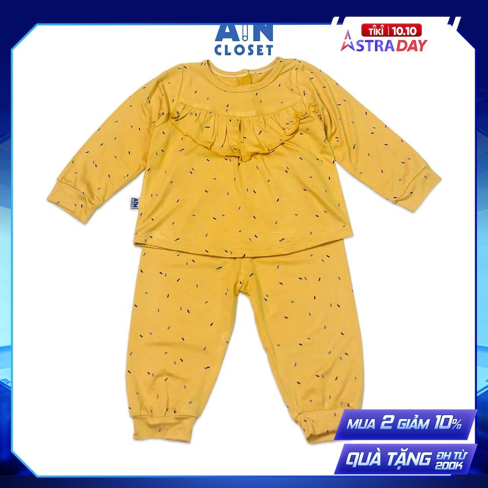 Bộ quần áo dài bé gái họa tiết Chấm bèo vàng thun cotton - AICDBGH0L6BP - AIN Closet