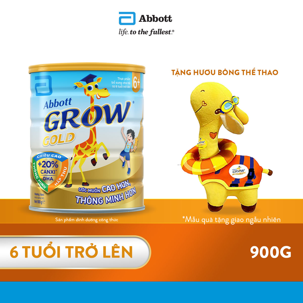 Sữa Bột Abbott Grow Gold 6+ (Lon 850g) + Tặng 1 Hươu bông lễ hội mẫu ngẫu nhiên
