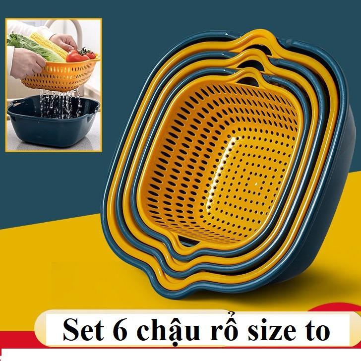 Bộ 6 rổ và chậu rửa hoa quả, rau củ tiện lợi