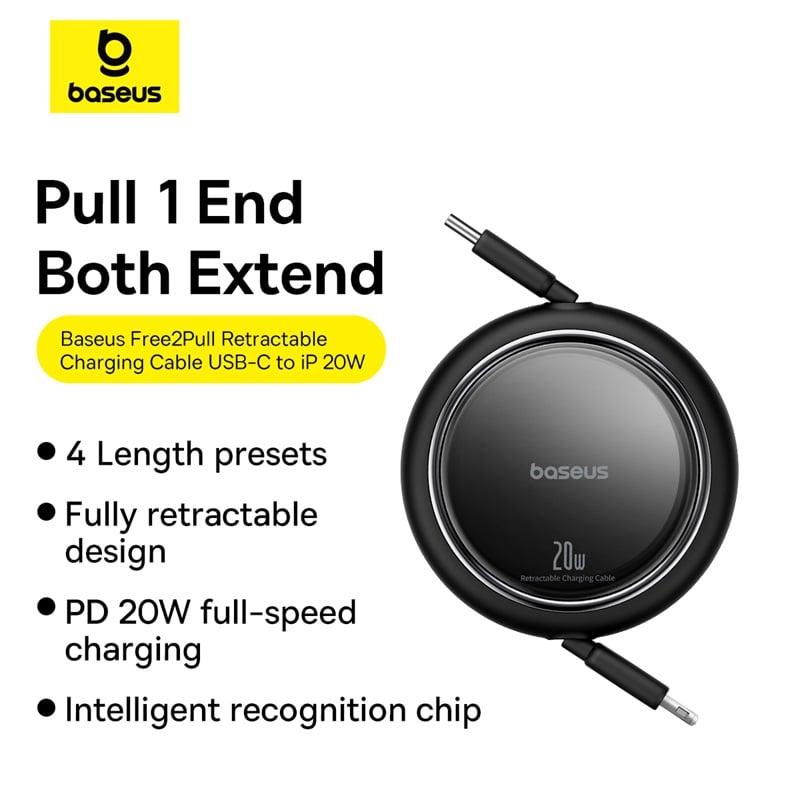 Cáp Sạc Nhanh C to IP Rút Gọn Baseus Free2Pull Mini 20W (480Mbps) - Hàng chính hãng