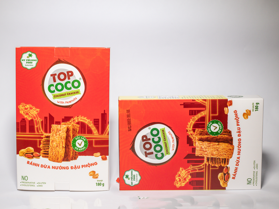 Hộp bánh dừa nướng topcoco vị đậu phộng 230g