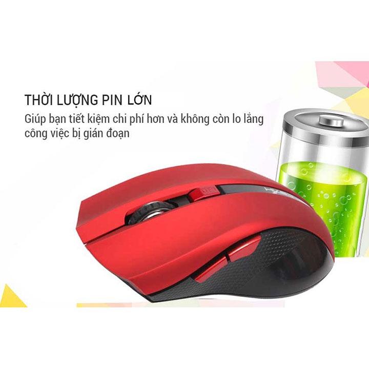 Chuột không dây HXSJ X50 Red/Black có nút trợ năng, điều chỉnh 2400DPI chuyên dùng chơi game, máy tính, laptop, tivi - HÀNG CHÍNH HÃNG