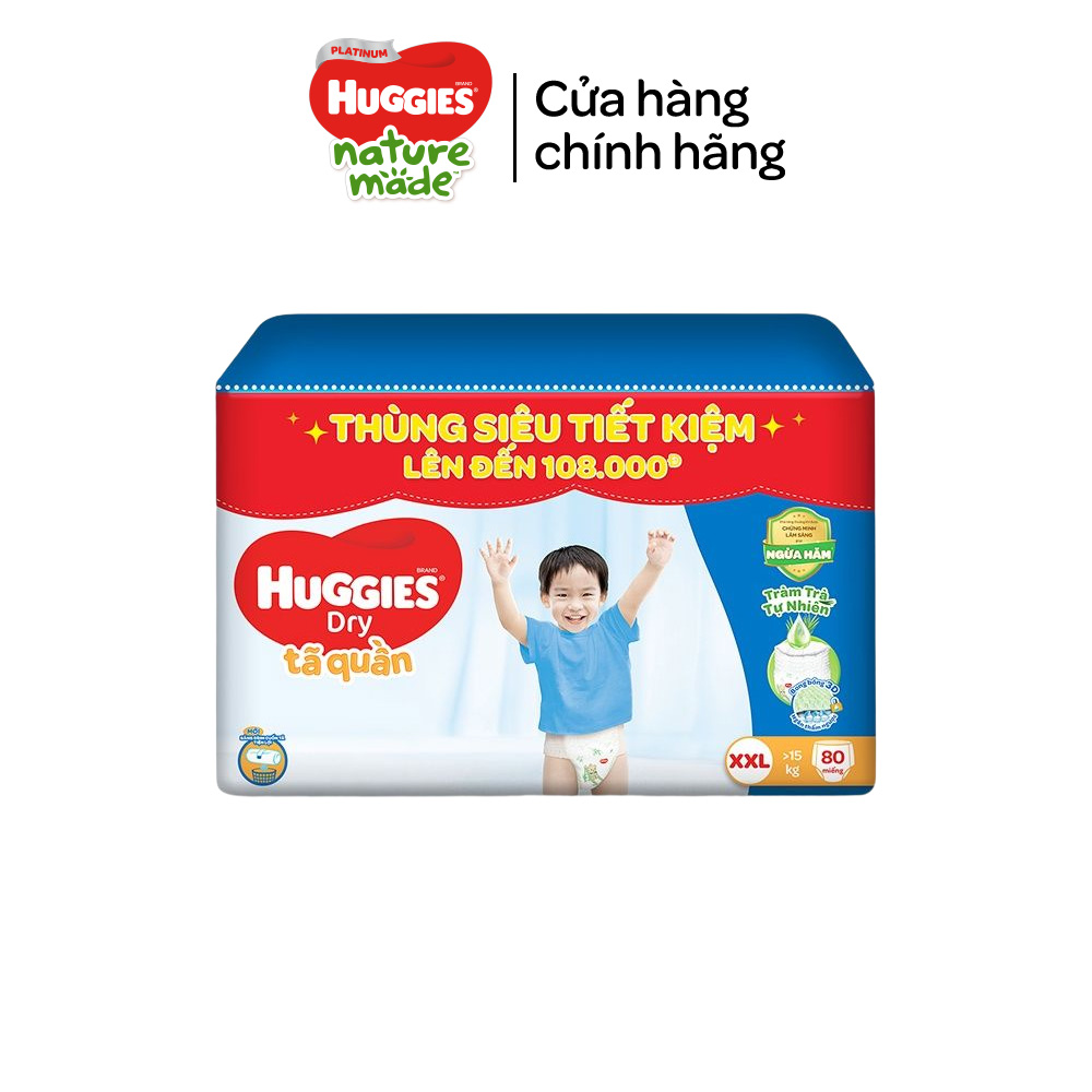 [Bao bì và CTKM thay đổi theo từng lô hàng] Combo 2 gói Tã quần Huggies Skincare Mega Jumbo M106/L96+8/XL84+4/XXL76+4 với tràm trà dịu da