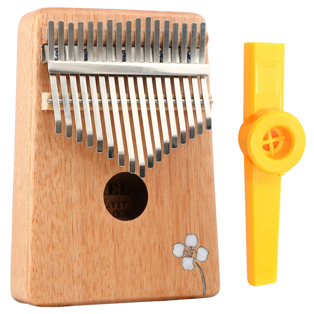 Đàn Kalimba 17 Phím Gỗ Mahogany Yael Y17M-AF - Hoa Táo Kèm Kèn Kazoo