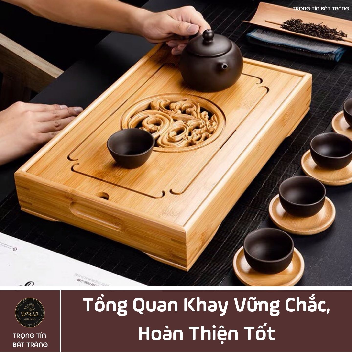 KT 12 Khay Trà Tre Cao Cấp Chữ Nhật Nhỏ