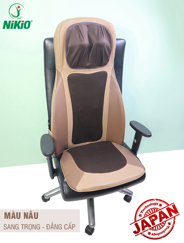 Đệm, Ghế massage Toàn Thân Nikio NK-180 - Máy Mát Xa Lưng Chuyên Sâu, Hỗ Trợ Xoa Bóp Cổ Vai Gáy, Công Nghệ Xoa Bóp Dây Ấn, Rung Và Nhiệt Nóng - Cải Thiện Đau Mỏi Toàn Thân - Sử Dụng Được Trên Ô Tô - Màu nâu