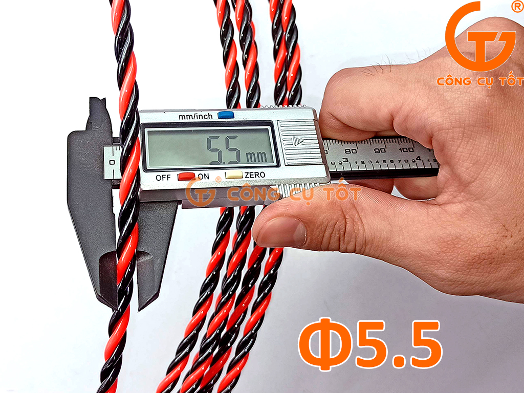 Dây mồi bện 3 lõi cáp Ø6mm cực khỏe vằn đỏ đen dài 5m