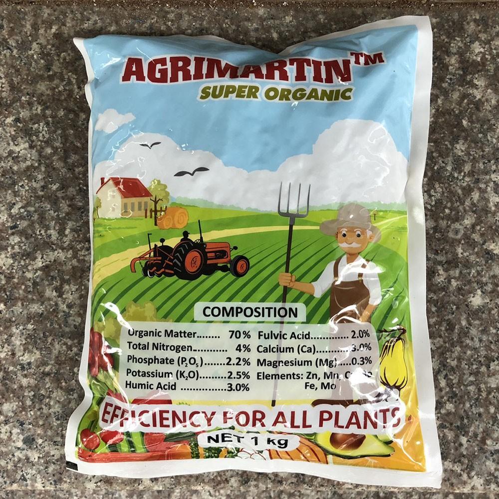 Phân bón hữu cơ đậm đặc Đầu Trâu AGRIMARTIN SUPER ORGANIC _gói 1kg