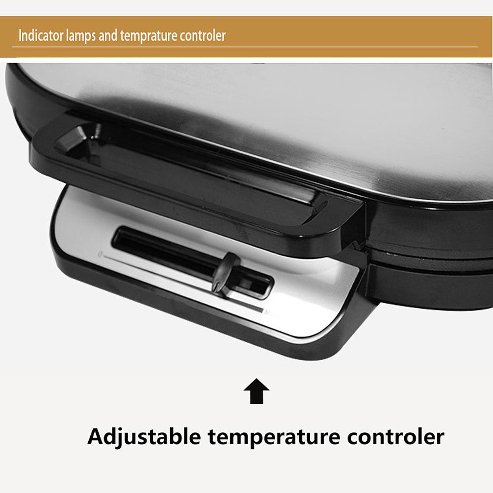 1200W No-Drip Waffle Iron Maker Temperature Control Sandwich Machine Easy Clean Non-Stick