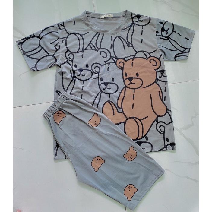 Đồ Bộ Nữ Bao Đẹp, Bộ gấu quần ngố, Chất Thun Cotton 100%, 40kg đến 60kg vừa