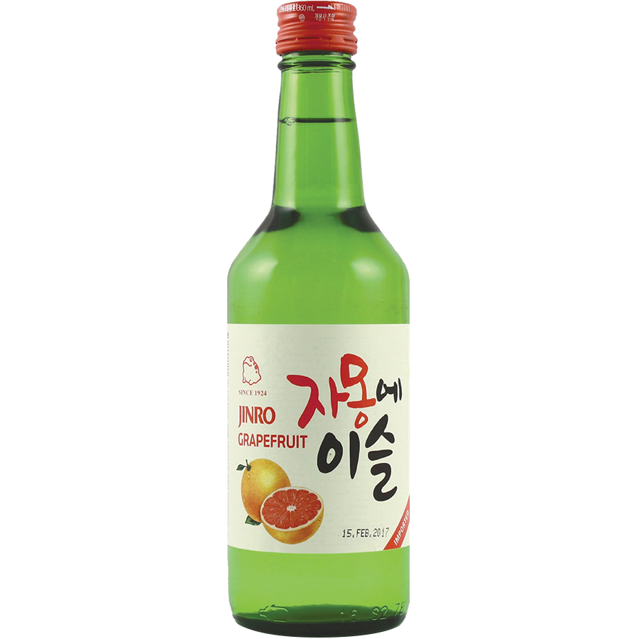 Set 6 chai rượu soju Hàn Quốc 13% - 16.9%: Fresh + Bưởi + Mận + Dâu + Nho + Jinro is back Có Hộp