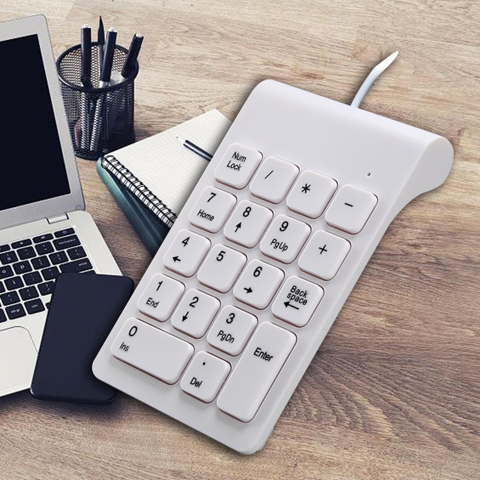 Wired USB Numeric Keypad 18 Keys Anti Slip Easily Carry White