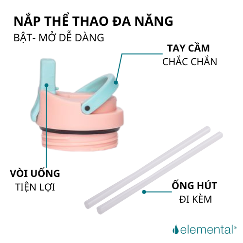 [Phiên bản giới hạn (Limited)_ Thương hiệu Mỹ] Bình giữ nhiệt Elemental Iconic Sport 590ml, giữ nhiệt vượt trội, an toàn sức khỏe, giá siêu hot