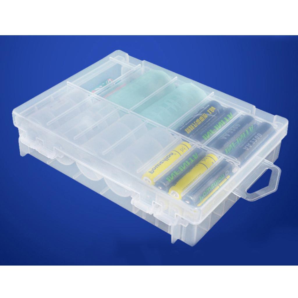 Clear Plastic Battery Storage Case Box Durable for 8x AA &amp; 8x AAA Batteries