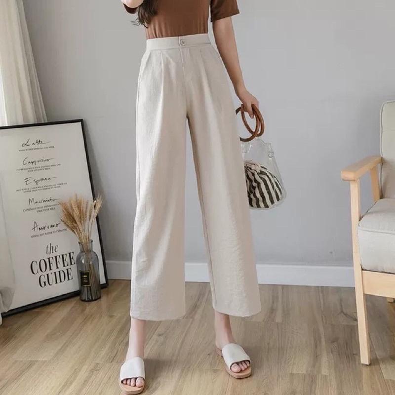 Quần đũi ống rộng dài khóa thật