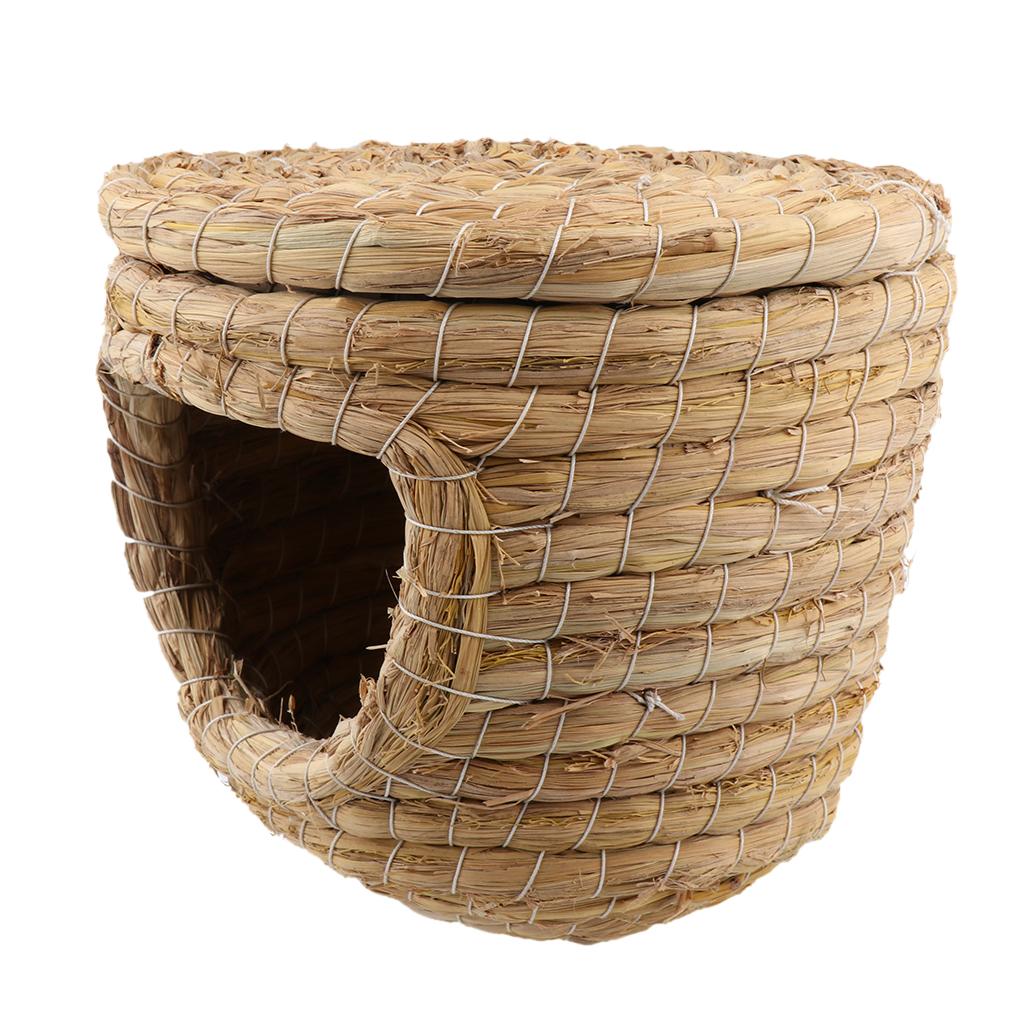Straw Woven Bird Cage Hamster Rat Squirrel Parrot Chinchilla House Bed S