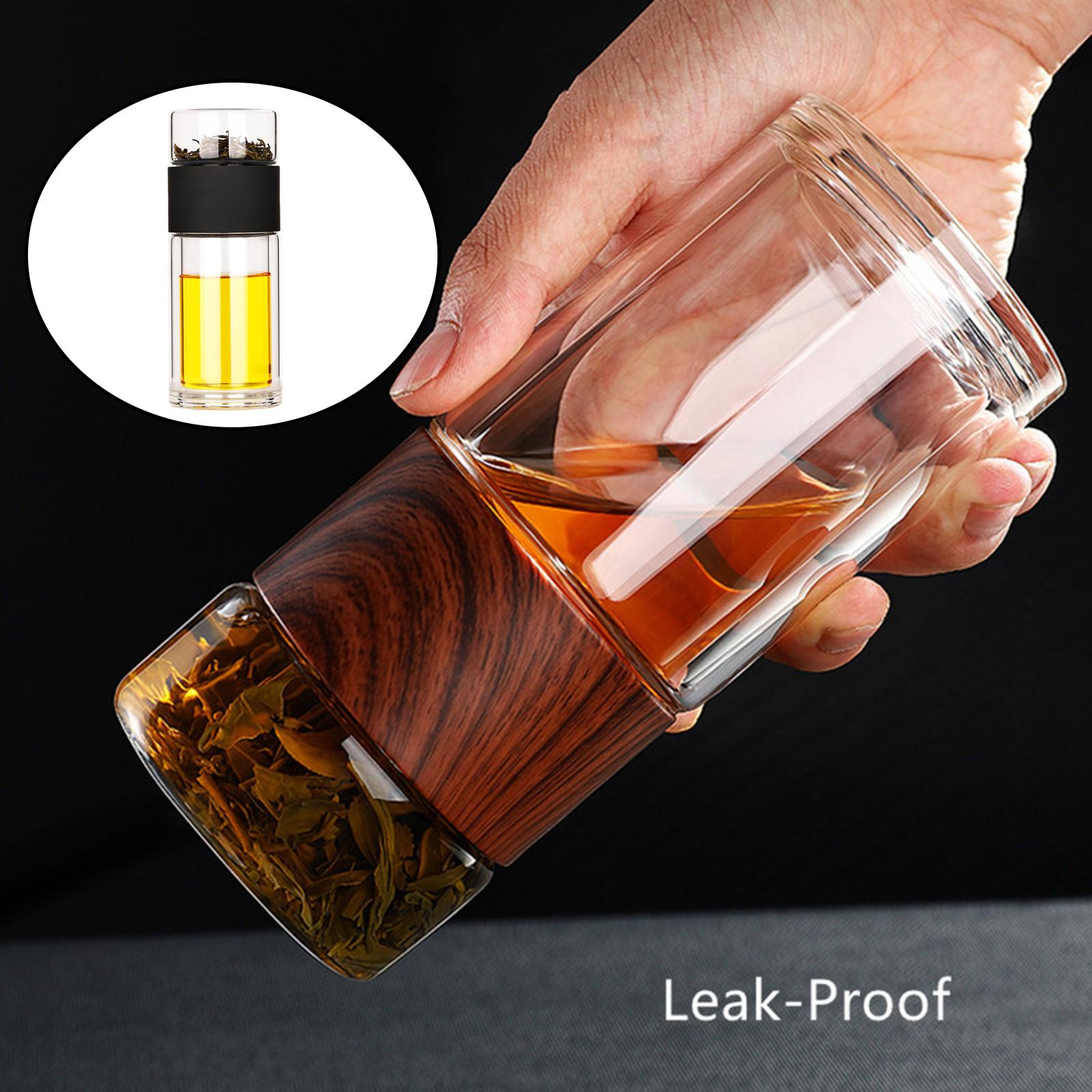 Portable Double Glass Tea Infuser Travel Tumbler Water Bottle with Filter