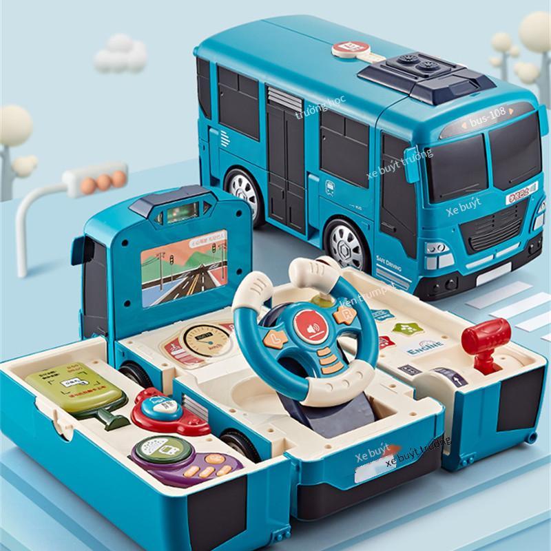Phong cách mới nhất thông minh giáo dục sớm xe buýt bé biến dạng xe buýt xe ô tô lớn quà tặng mô phỏng giả đồ chơi lái xe
