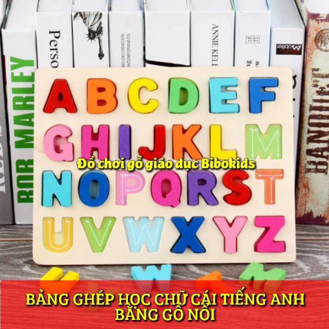 Bảng ghép gỗ cho bé chữ cái Tiếng Anh bằng gỗ nổi