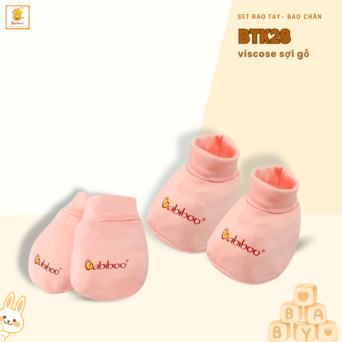 Bao tay chân sơ sinh Babiboo set bao tay, bao chân chất viscose siêu mềm mại, thoáng khí BTK28
