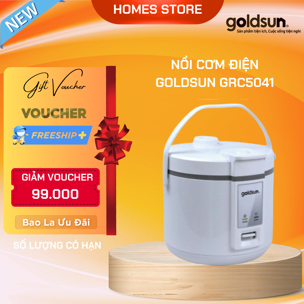 Nồi Cơm Điện GOLDSUN GRC5041 Lòng Niêu Phù Hợp Gia Đình 4-6 Người Dung Tích 1.8L Công Suất 900 W - Hàng Chính Hãng