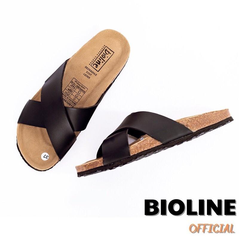 Dép birken đế trấu quai chéo Bioline da pu chống nước P03 - Bioline Official