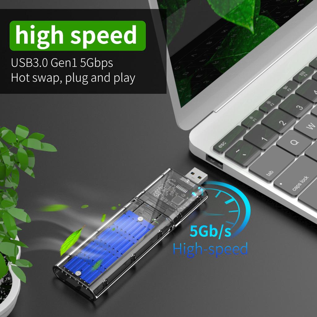 Trường hợp SSD SSD tốc độ cao 5Gbps SATA M.2 đến USB 3.0 Bộ điều hợp SSD cho hộp đĩa SSD Key M/B cho 2230/2242/2260/2280mm