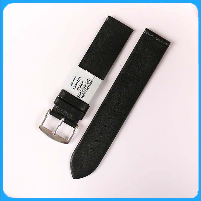 Dây Da Đồng Hồ ZRC Pháp Dòng TRENDY Da Cừu Đen Phẳng Mỏng