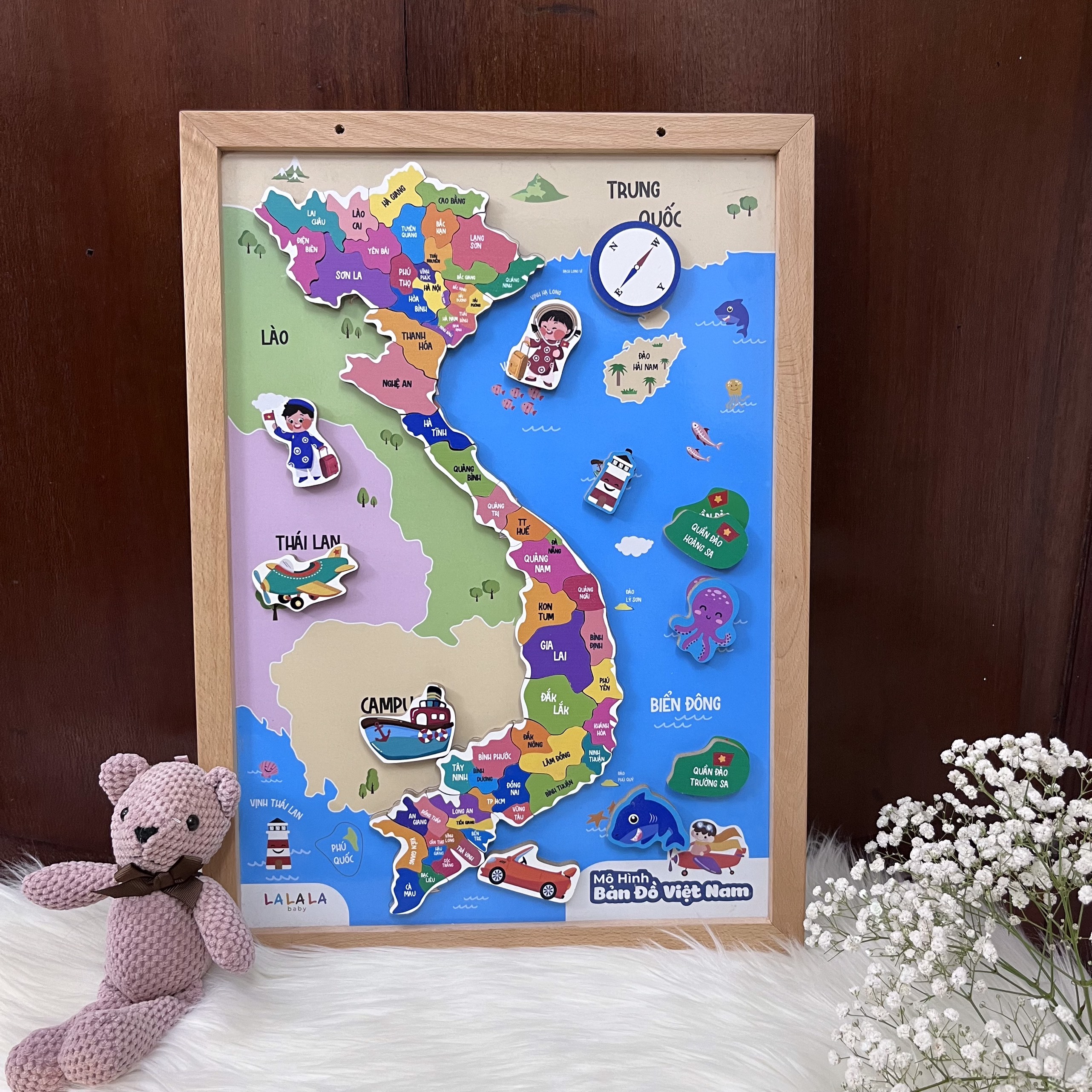 Đồ chơi ghép hình nam châm Bản đồ Việt Nam, Bản đồ TG cho bé từ 3 tuổi giúp bé thông minh hơn