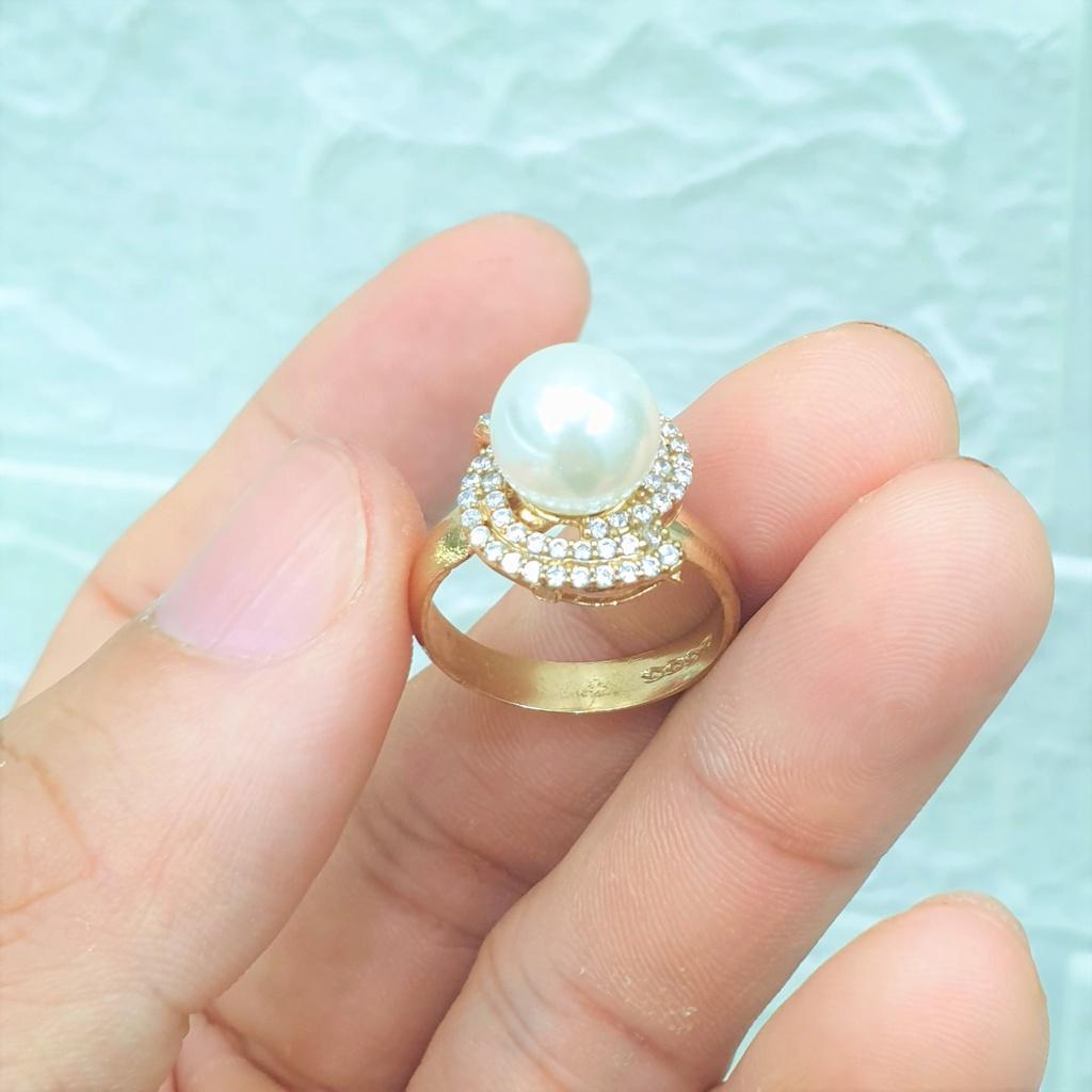 Nhẫn Đính Trai Xoàn Cắt Cao Cấp- Nhẫn nữ dùng lâu dài tắm rửa thoải mái không phai