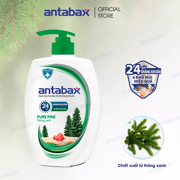 Nước rửa tay Bảo vệ da kháng khuẩn Antabax Thông xanh 500ml