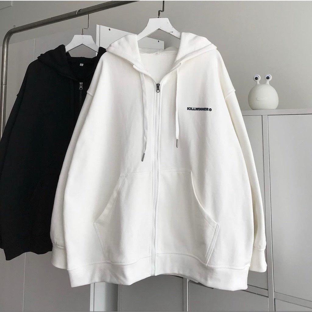 Áo Khoác Hoodie nữ Zip Killwinner Nỉ Ngoại form rộng tay bồng kiểu dáng thời trang mới KTP02