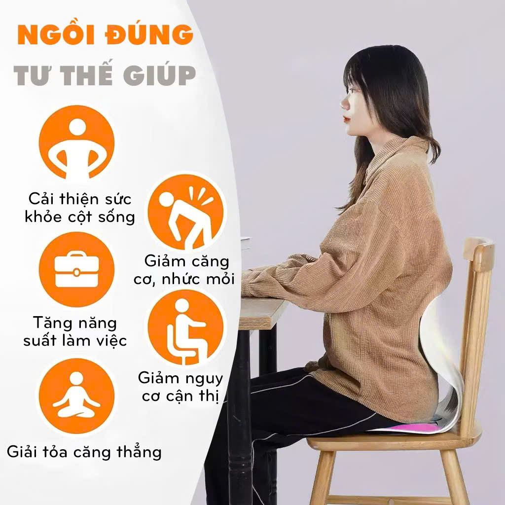 Ghế Công Thái Học Chỉnh Dáng Ngồi - Ghế Tựa Lưng Chống Cong Vẹo Cột Sống Cho Nam, Nữ, Trẻ Em - HÀNG CHÍNH HÃNG MINIIN