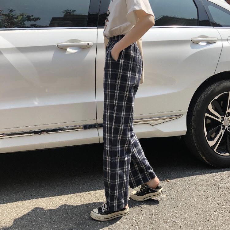 Quần culottes kẻ caro có khóa kéo OR14