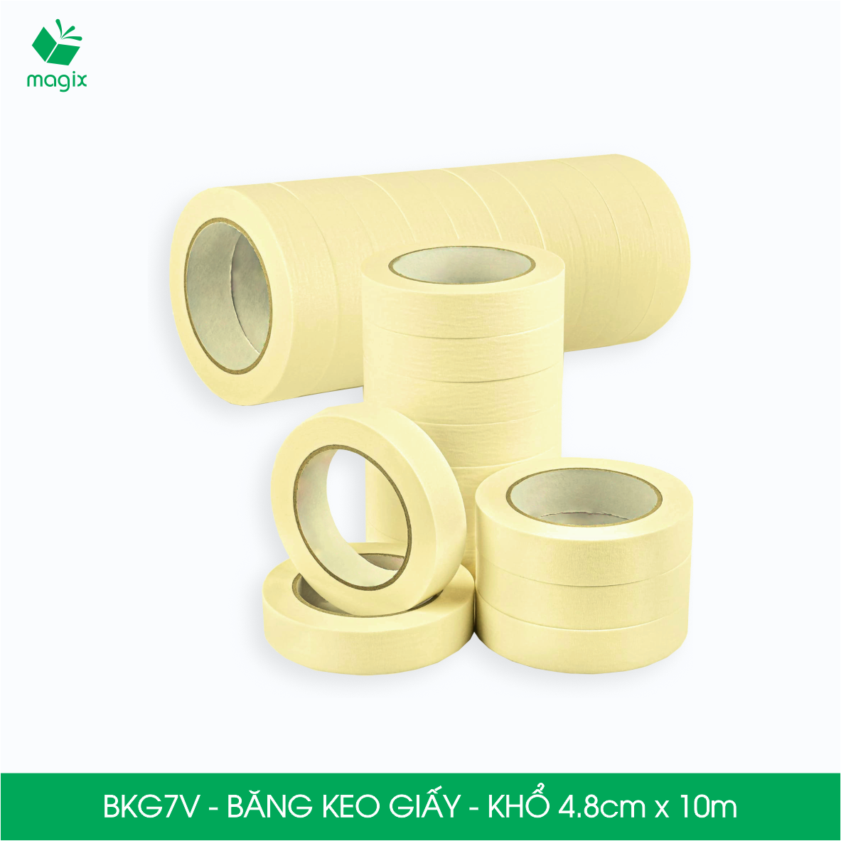 BKG7V - Block 6 cuộn băng keo giấy khổ 4.8cm x 10m - Băng dính giấy viết được, chặn màu sơn