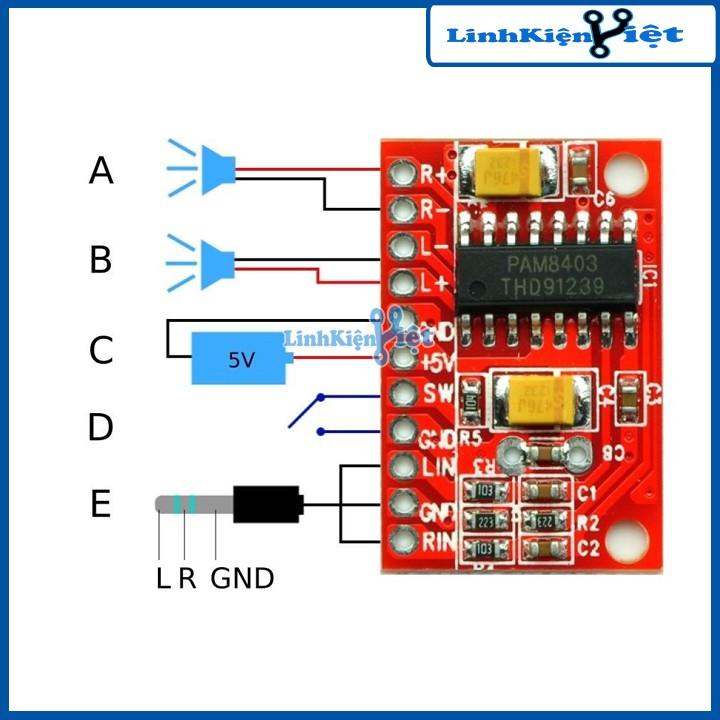 Mạch Khuếch Đại Âm Thanh PAM8403 2X3W 5V - Không Volume