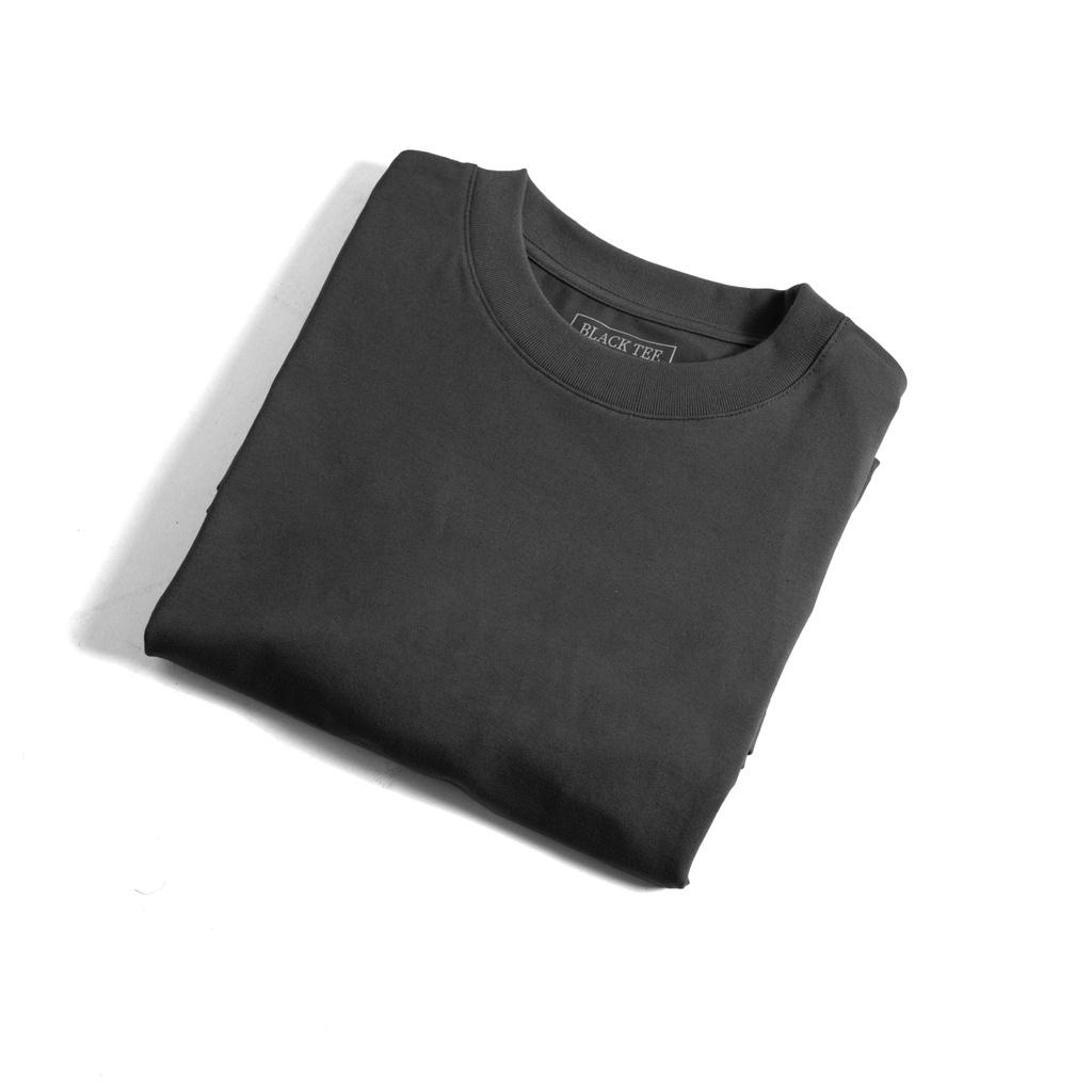 Áo thun T-SHIRT màu xám in chữ BLACK TEE vải cotton sang xịn dành cho nam nữ TSBLT0030