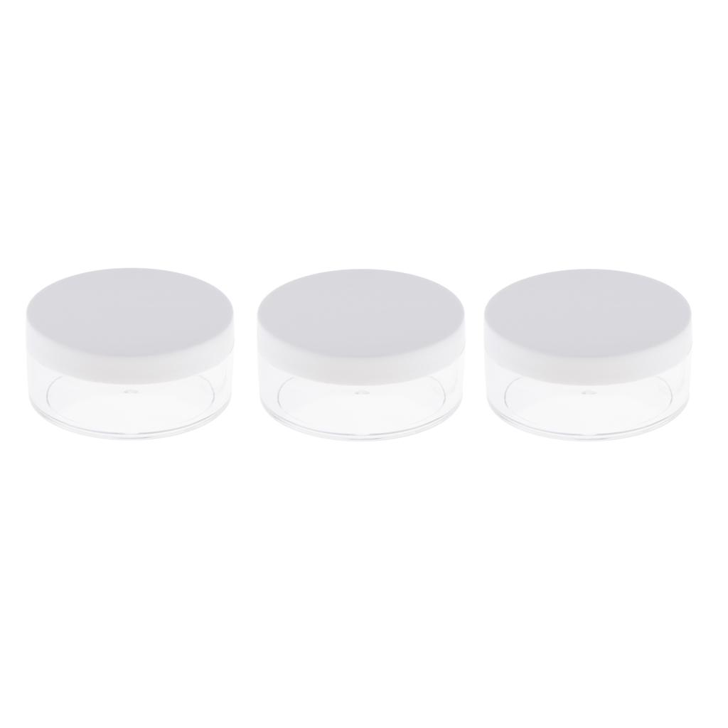 3x Loose Powder Container Powder Puff Case Powder Makeup Storage Jars White
