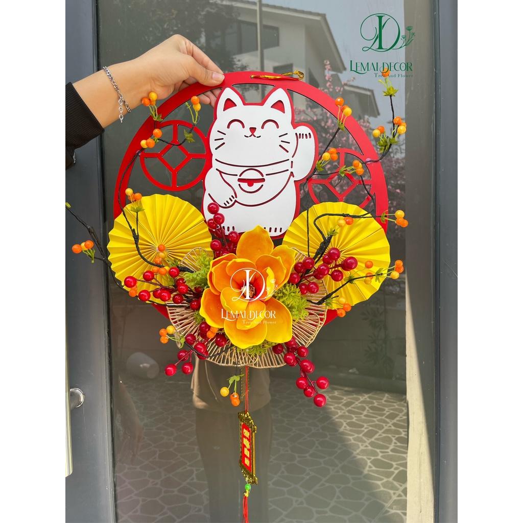 Vòng hoa treo cửa, Mẹt hoa trang trí Tết, Vòng phong thủy hút tài lộc